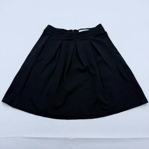 Boden Pleated Ponte Mini Skirt Womens 2R A-Line Pockets Short Zip Black Academia
